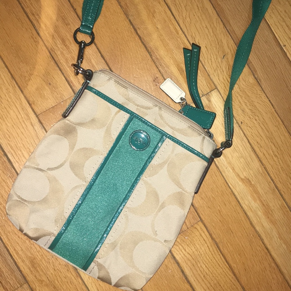 coach teal crossbody purse
